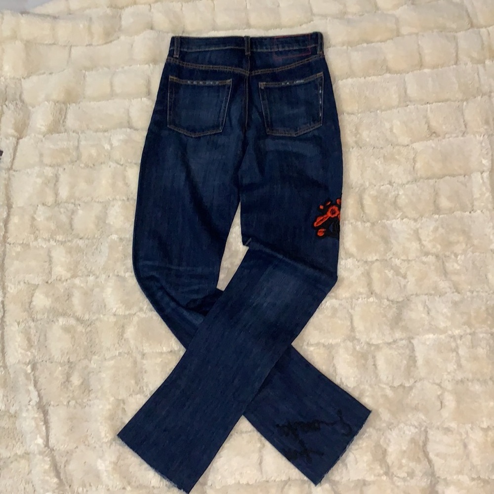ZARA NWT embroidered jeans raw hem size 0 - Picture 12 of 14